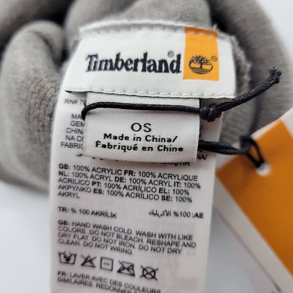 Timberland Unisex Adult Beanie Gray EST 1973 Leather Patch Cap OSFM - Picture 4 of 8